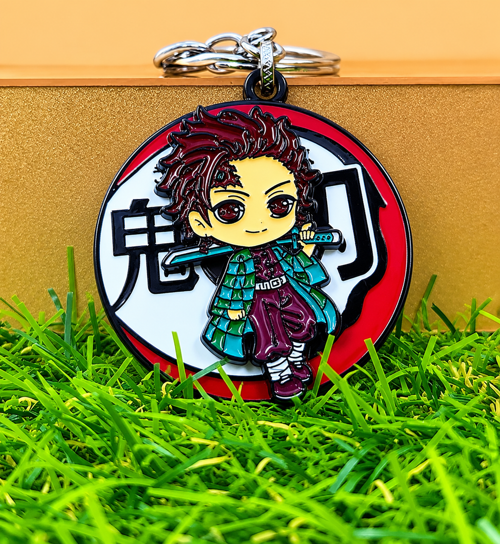 Tanjiro Metal Rotating Keychain | Demon Slayer Anime Key Ring. Key Chain
