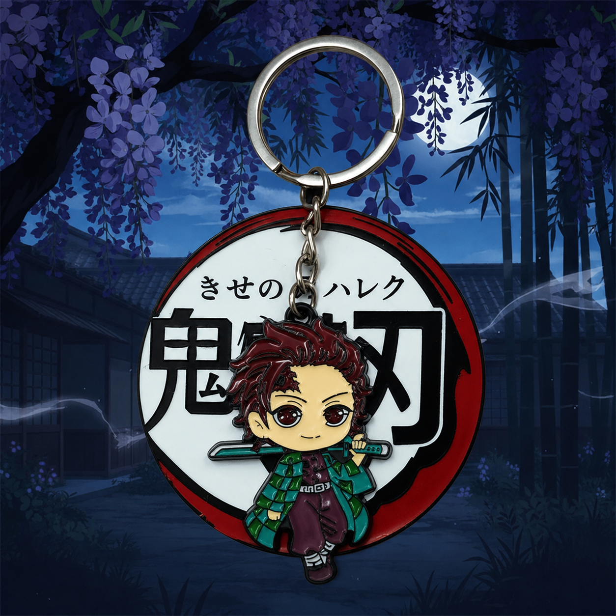 Tanjiro Metal Rotating Keychain | Demon Slayer Anime Key Ring. Key Chain