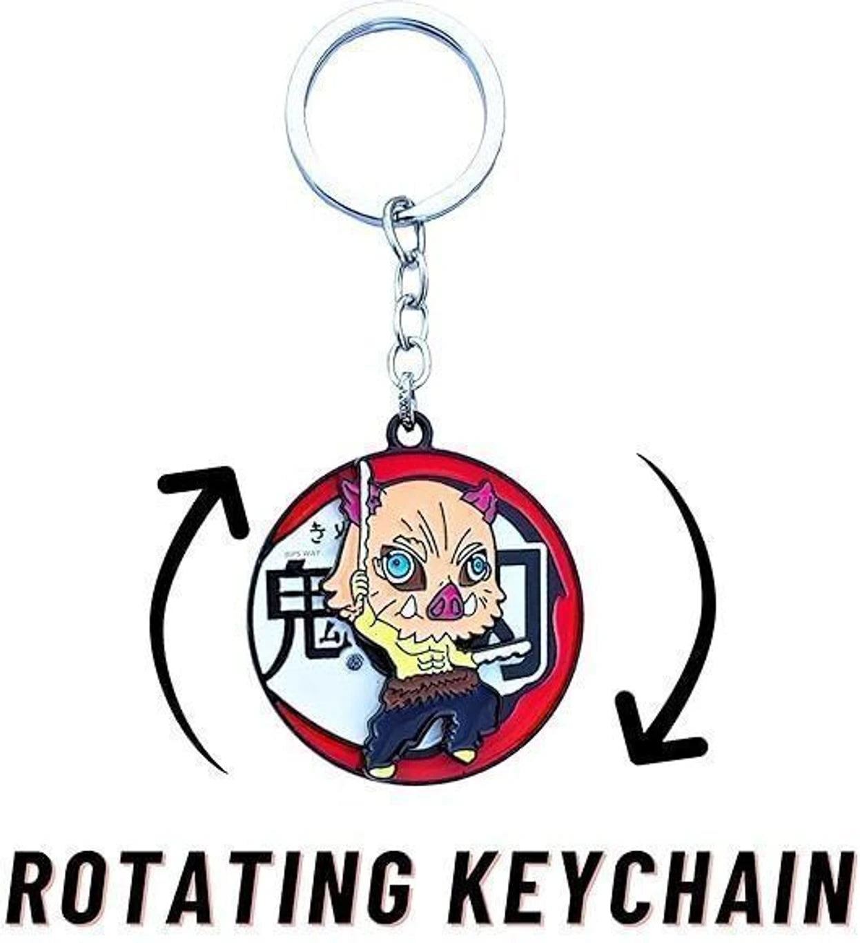 Inosuke Metal Rotating Keychain | Demon Slayer Anime Key Ring. Key Chain