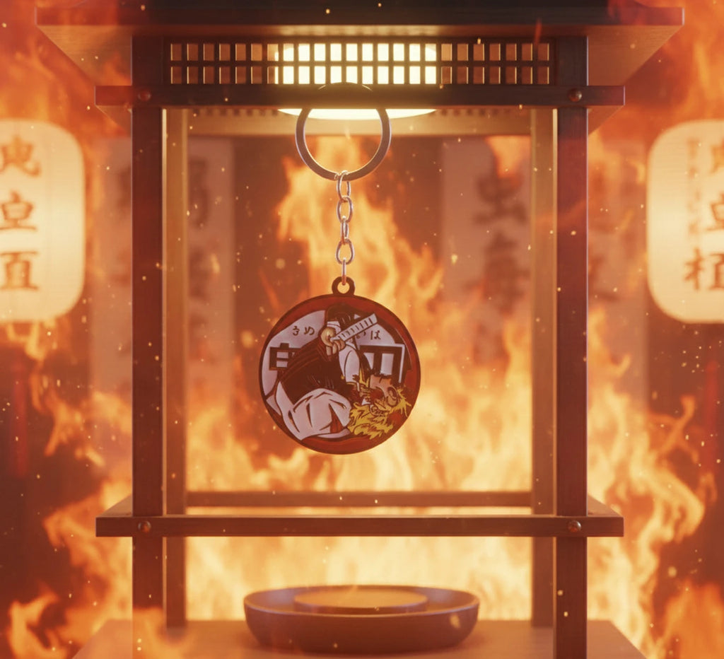Rengoku Hashira Metal Rotating Keychain | Demon Slayer Anime Key Ring Key Chain